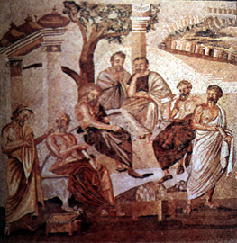 Pompeian mosaic shows a meeting of philosophers